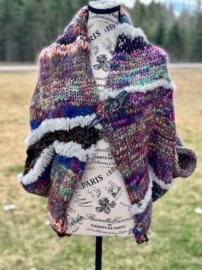 Malabrigo Rasta Multicolor Chunky Knit Shawl Sweater